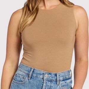 nuuds Classic Crewneck Tank Bodysuit Cotton Stretch Cinnamon Med